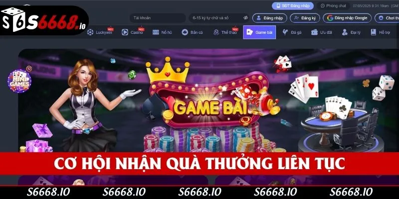 Cơ hội nhận quà thưởng liên tục
